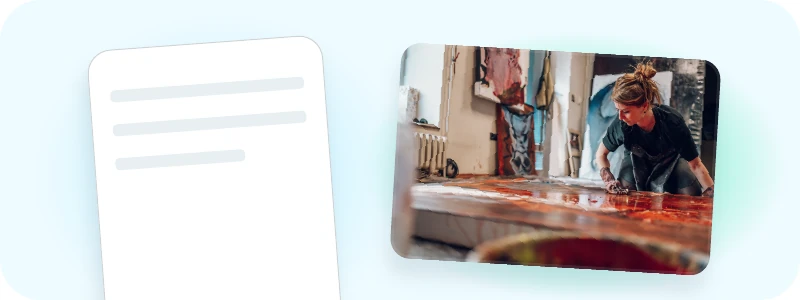 Example-project instructions beside a printmaker’s footage