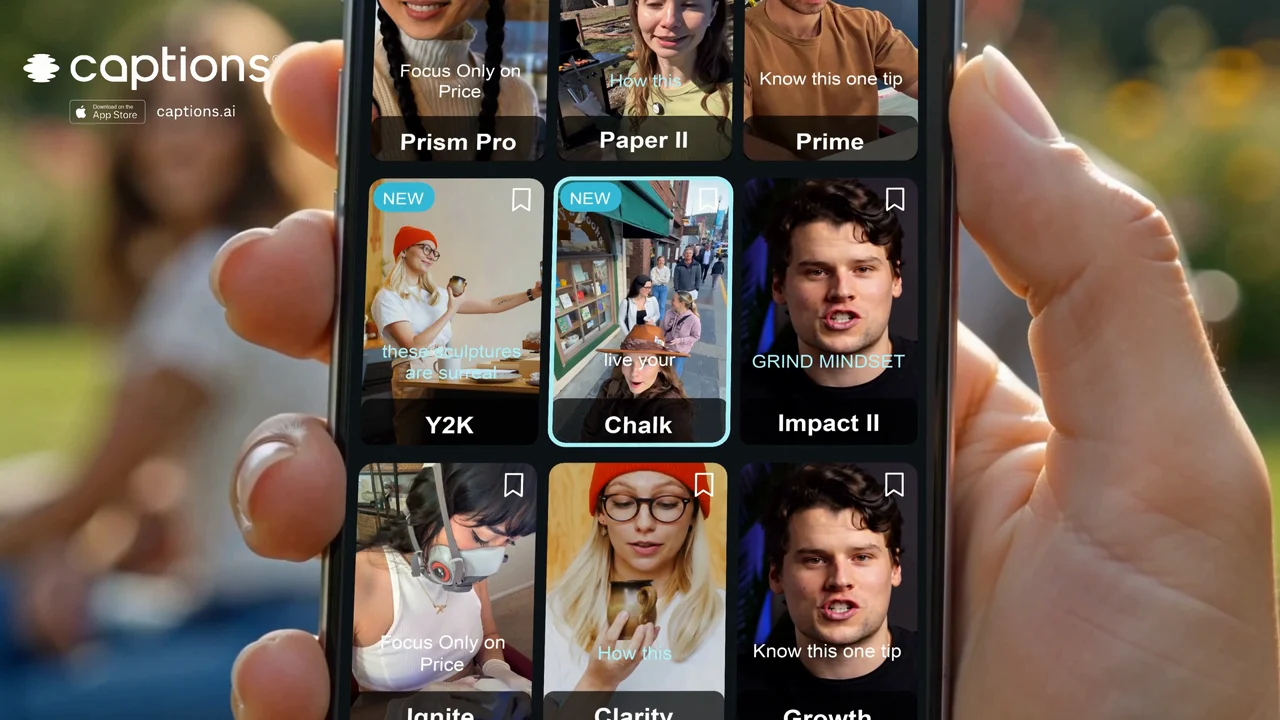 Rebuilt style-picker interface composited into the phone shot at six seconds