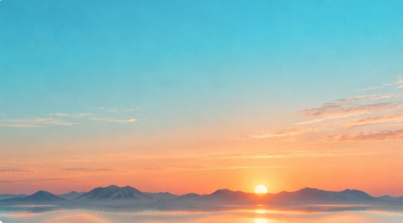 A sunset landscape used for an animated heat-refraction effect