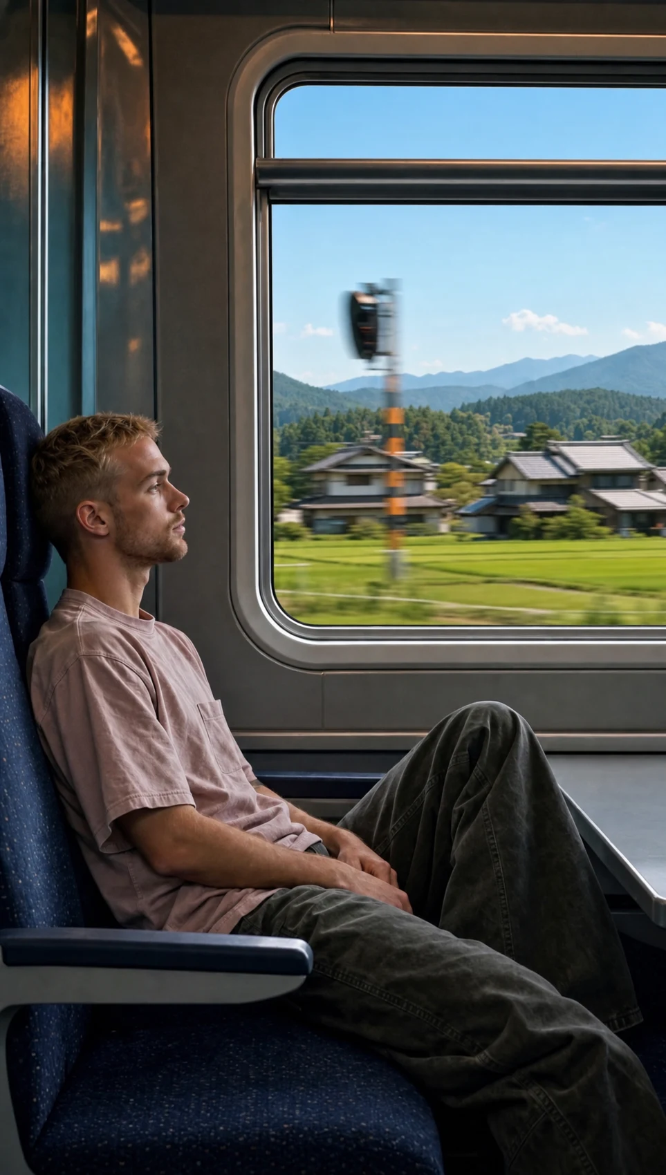 Background composited into the train window